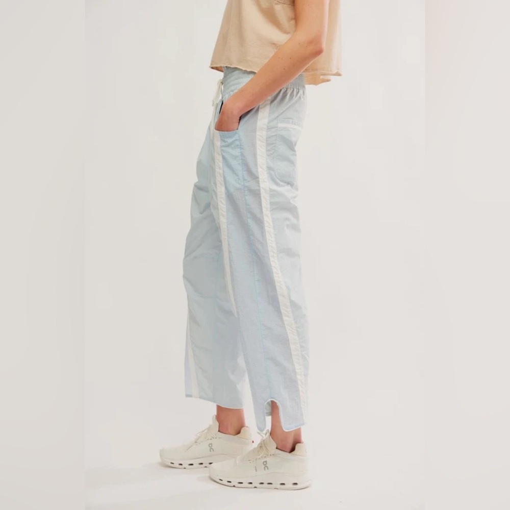 FP Movement by Free People Light Blue Track Stripe Wide Leg Pants